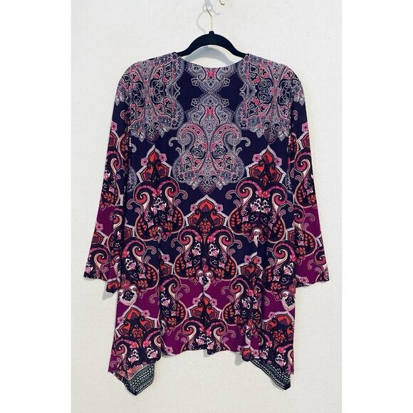 Catherines Cardigan Womens 3X Paisley Drapey Open Front Boho Peasant Hippie - Picture 3 of 6